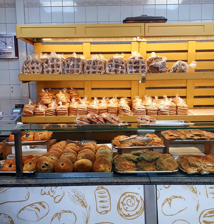 Trays of savouries at Yasar Halim