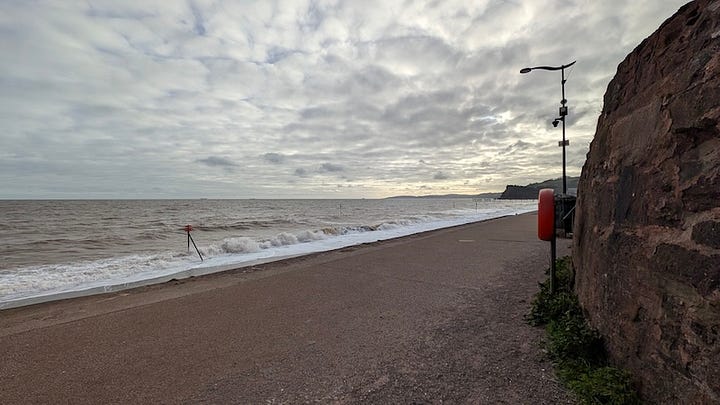 Scenes of the tide coming in on the beach at Teignmouth in Devon