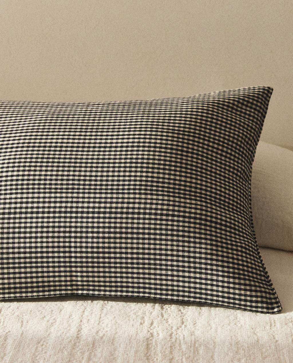 GINGHAM COTTON THROW PILLOW COVER X TENSIRA