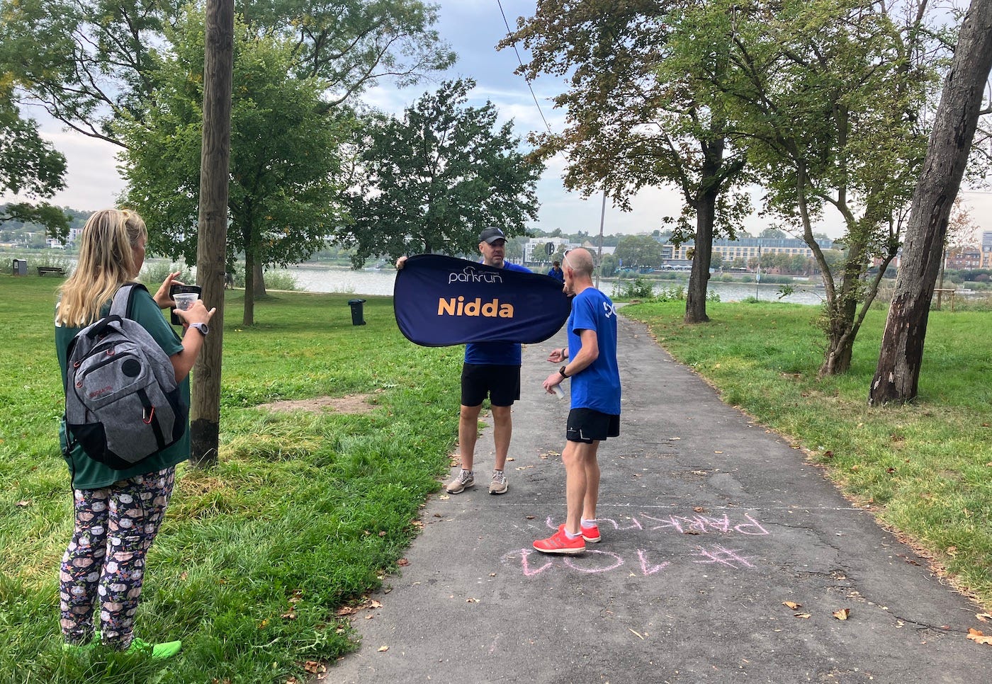 Start line on a path with a view of the river
