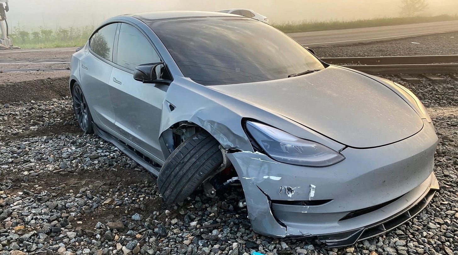 Tesla owner says car's self-driving mode didn't see train before crash