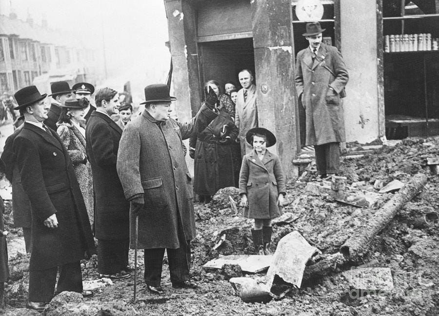Winston Churchill Visiting Bombed-out by Bettmann Winston Churchill Visiting Bombed-out by Bettmann