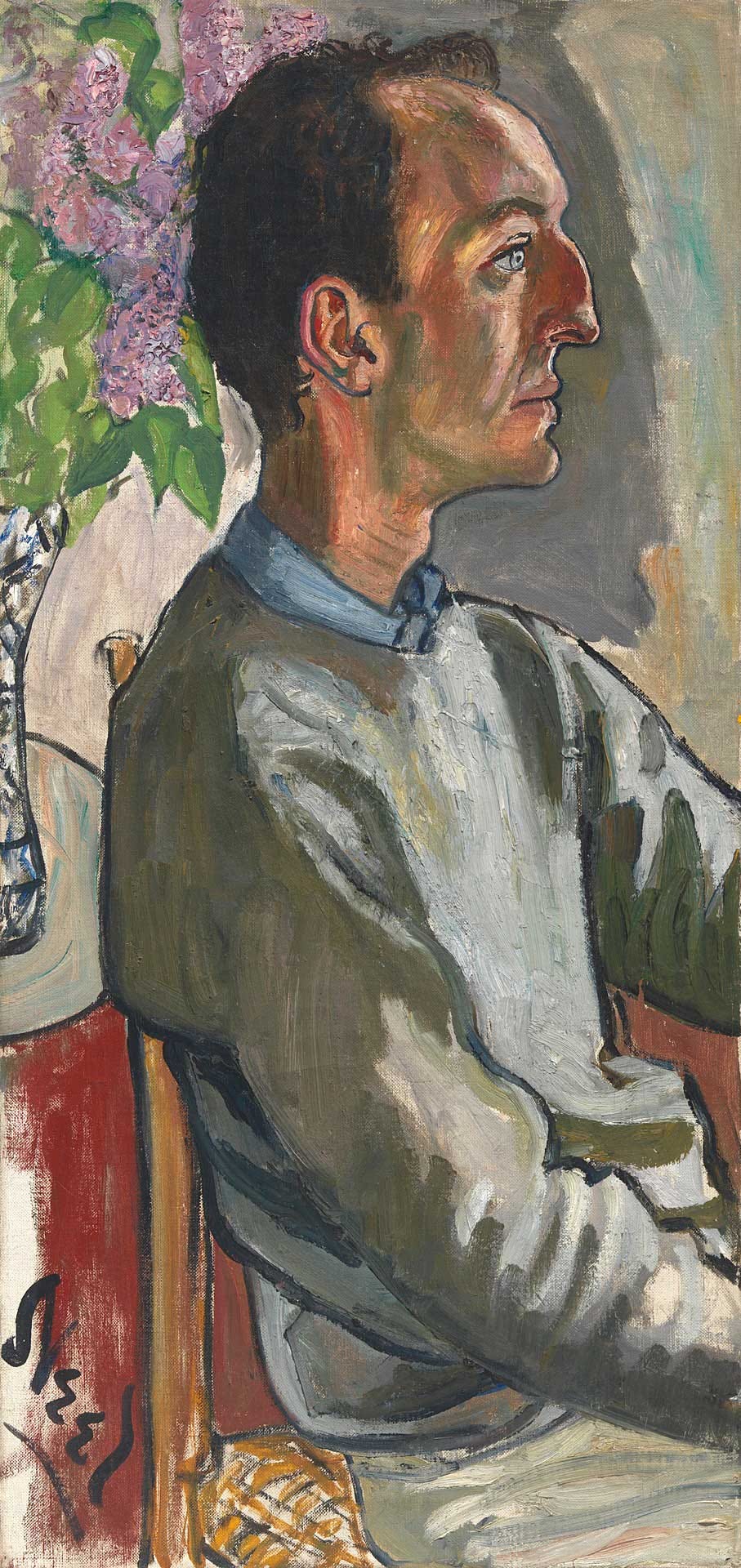 Portrait of a man in profile looking to the right