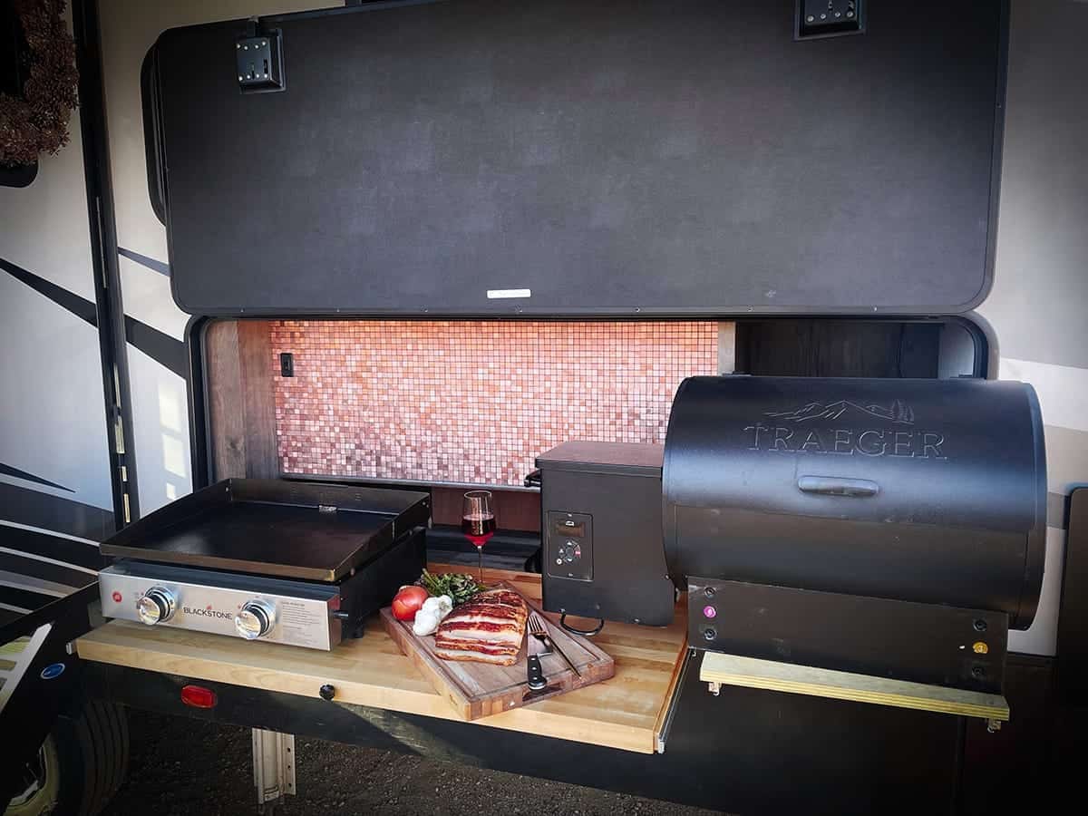 BBQ equipment on a counter top. BBQ equipment on a counter top.
