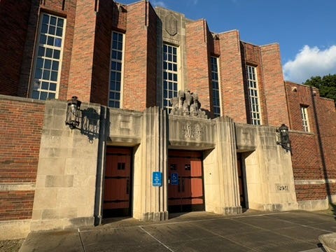 architectural details of the national guard armory, Cairo, IL