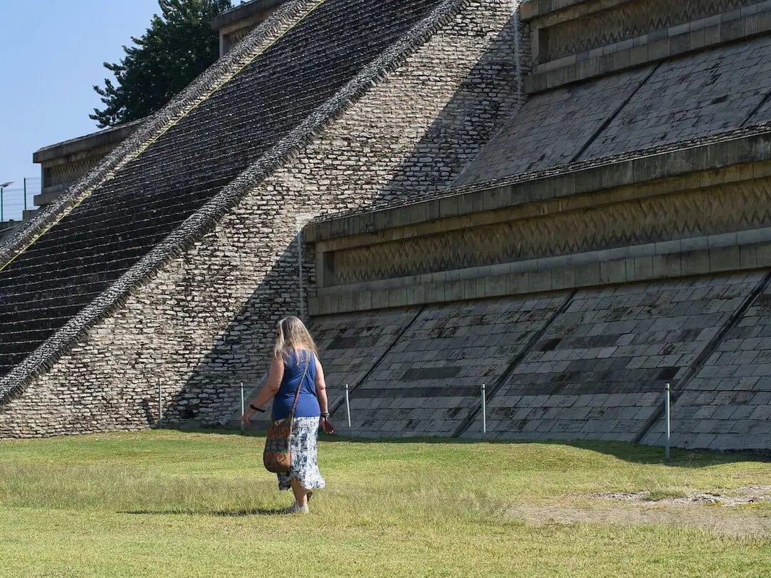 Stone steps leading up to the top of the pyramid