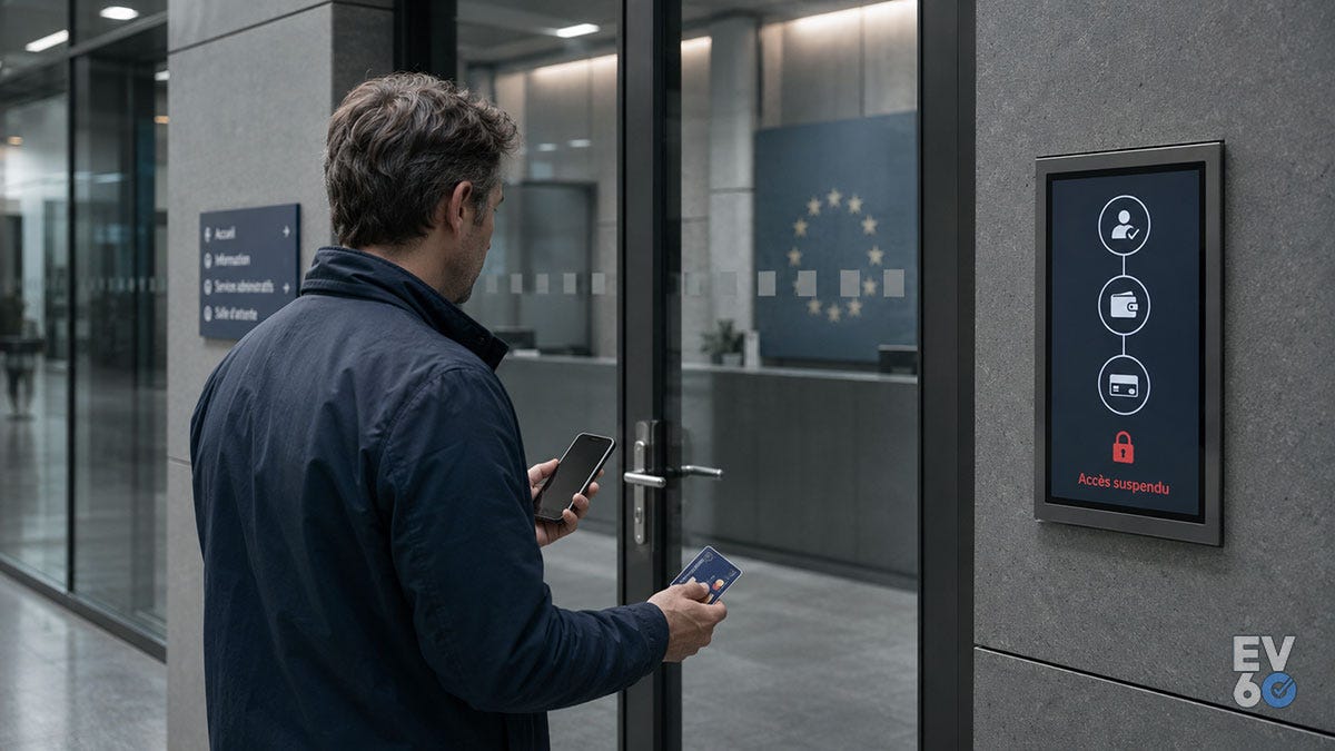 Accès suspendu dans un hall moderne - Image générée par IA Accès suspendu dans un hall moderne - Image générée par IA