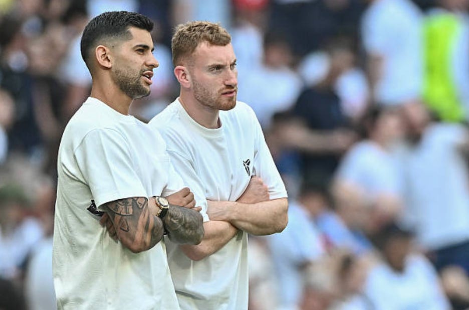 Cristian Romero of Tottenham Hotspur and Dejan Kulusevski of Tottenham Hotspur during the Premier League match between Tottenham Hotspur and Everton at Tottenham Hotspur Stadium on May 24, 2026 in London, England. (Photo by Vince Mignott/MB Media/Getty Images) Cristian Romero of Tottenham Hotspur and Dejan Kulusevski of Tottenham Hotspur during the Premier League match between Tottenham Hotspur and Everton at Tottenham Hotspur Stadium on May 24, 2026 in London, England. (Photo by Vince Mignott/MB Media/Getty Images)