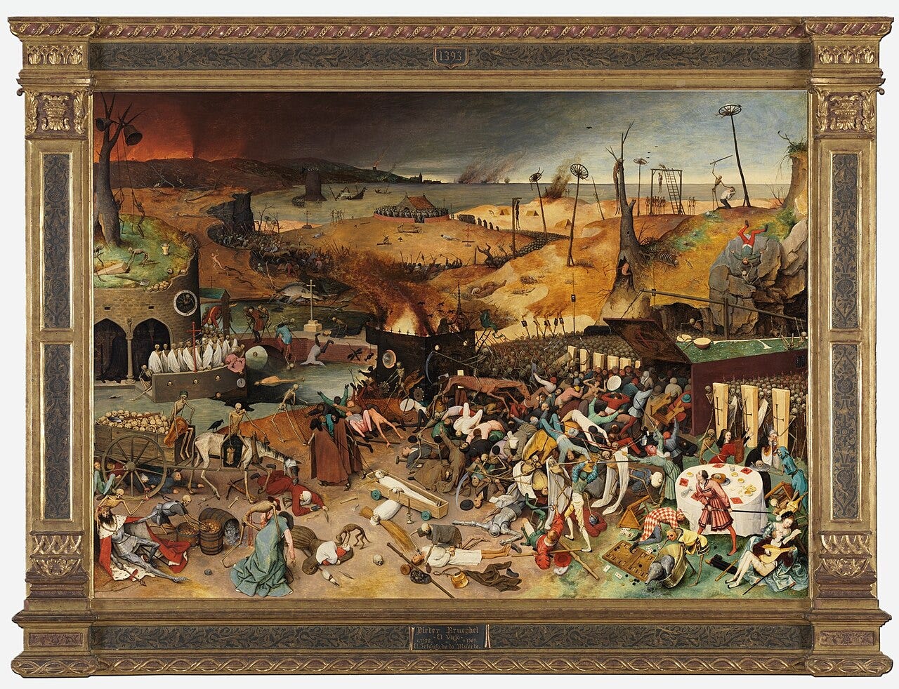 Bruegel's Triumph of Death, an army of skeletons overwhelming the living Bruegel's Triumph of Death, an army of skeletons overwhelming the living
