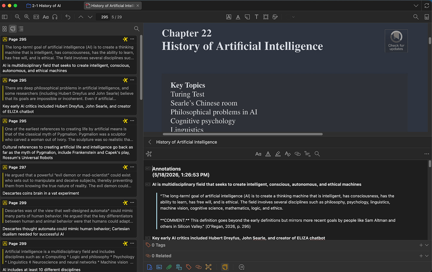 Individual “cards” aggregated into an item note attached to the bibliographic entry in Zotero. This is what gets exported to Obsidian. Individual “cards” aggregated into an item note attached to the bibliographic entry in Zotero. This is what gets exported to Obsidian.