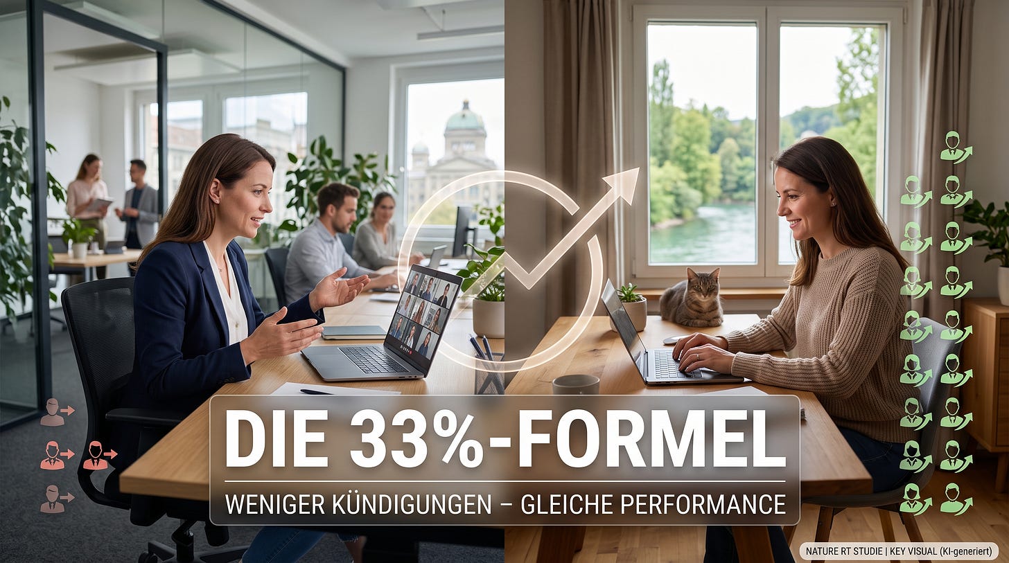 Hybrides Arbeiten senkt die Kündigungsrate um ein Drittel, bei gleicher Performance. So nutzt du den psychologischen Retention-Hebel im Team. Hybrides Arbeiten senkt die Kündigungsrate um ein Drittel, bei gleicher Performance. So nutzt du den psychologischen Retention-Hebel im Team.