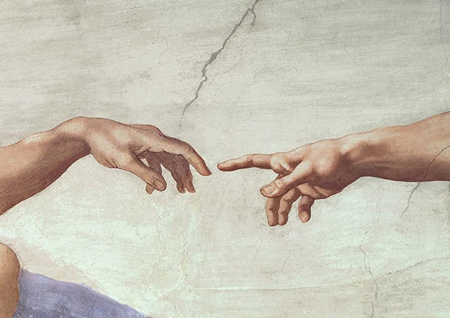 Michelangelo: Hands of God and Adam, Detail from The Creation of Adam, from  The Sistine Chapel. Fine Art Print/Poster. Size A2 (59.4cm x 42cm) :  Amazon.co.uk: Home & Kitchen