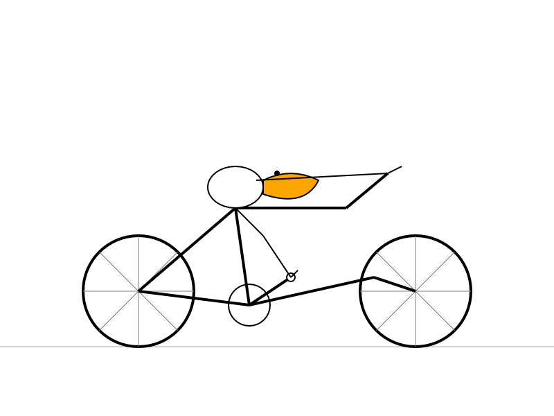 It's not great. The bicycle is distorted, the pelican is a white oval, an orange almost-oval beak, a little black eye and setched out straight line limbs leading to the pedal and handlebars. It's not great. The bicycle is distorted, the pelican is a white oval, an orange almost-oval beak, a little black eye and setched out straight line limbs leading to the pedal and handlebars.