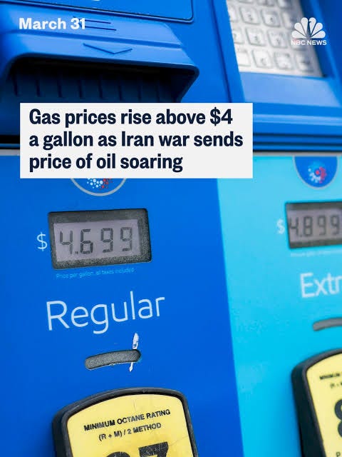 The average price of a gallon of gasoline hit $4 Tuesday for the first time since mid-2022, as the cost of oil surges due to the Iran war. The average price of a gallon of gasoline hit $4 Tuesday for the first time since mid-2022, as the cost of oil surges due to the Iran war.