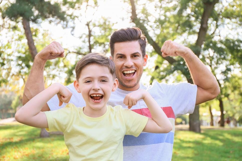Free Stock Photo of Father and son showing off muscle strength | Download  Free Images and Free Illustrations