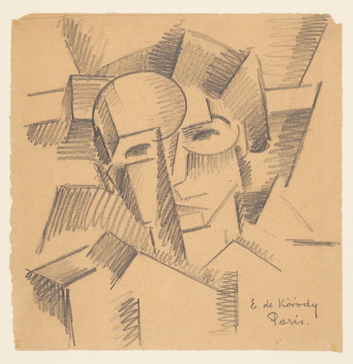 Cubist Study of A Head, Elemér de Kóródy (Hungarian, 1889–1918), Graphite on paper Cubist Study of A Head, Elemér de Kóródy (Hungarian, 1889–1918), Graphite on paper