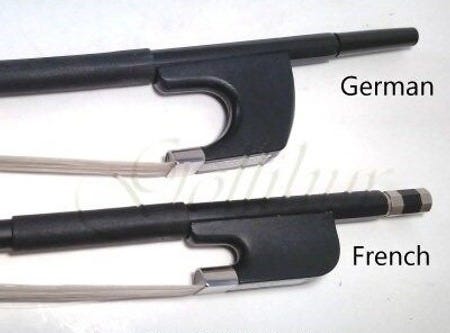 Glasser Double Bass Bow, French and German, detail of frog