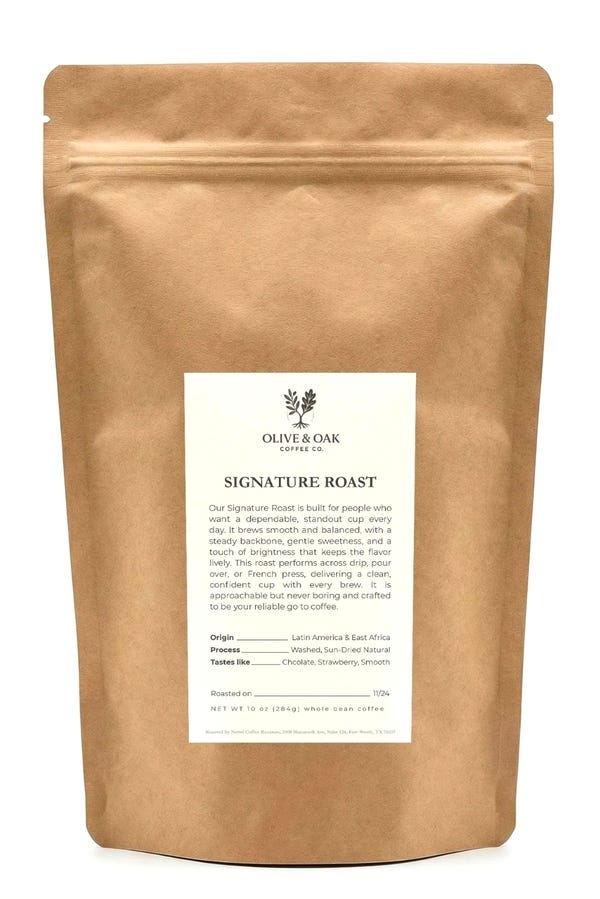 Olive and Oak Signature Roast plain product shot before iteration