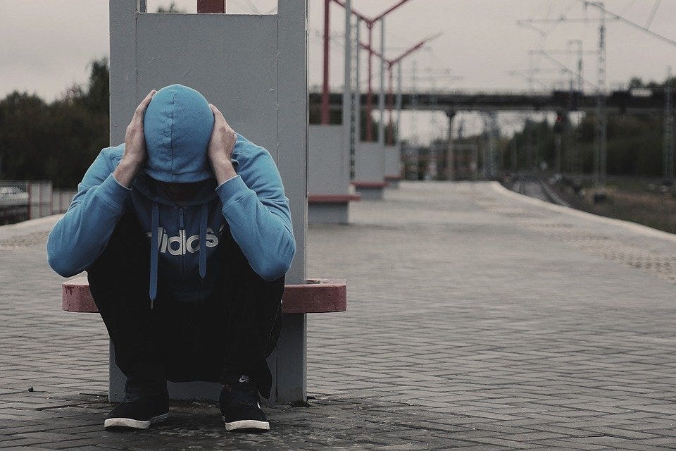 Railway Station, Man, Fear, Hopelessness, Addict, Tramp
