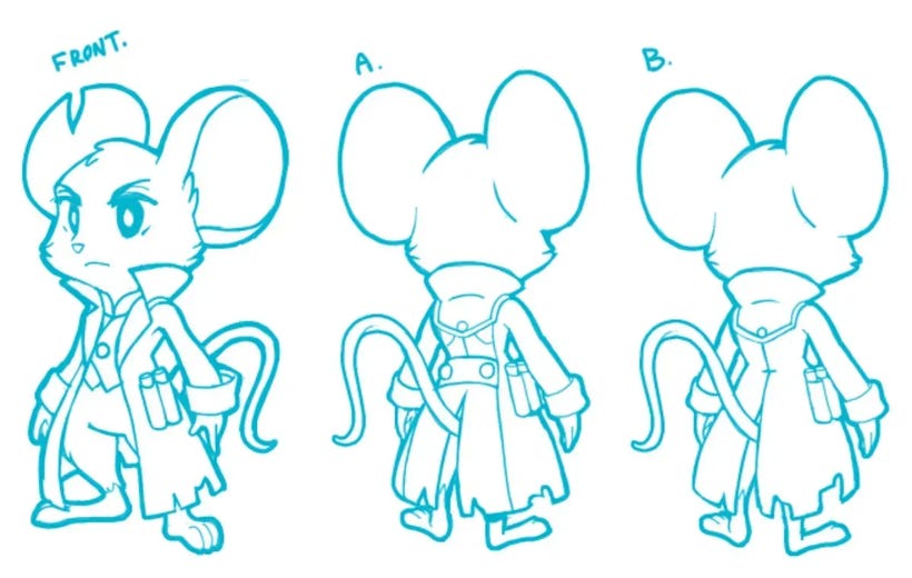 Mina the Hollower concept art shows a cute, confident mouse