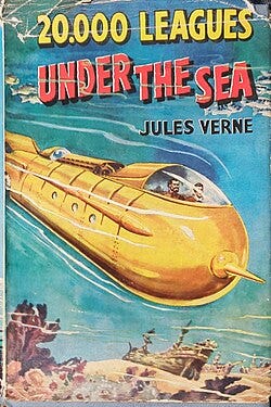 1956 Cover of "Collins Seagull Library" abridged edition of "Twenty Thousand Leagues Under the Seas"