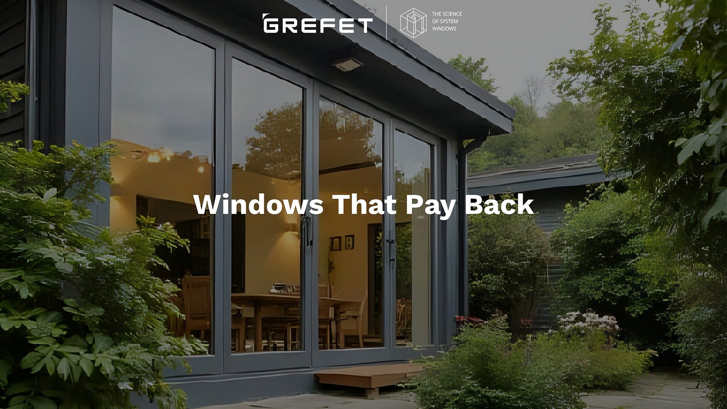 Modern home with large aluminium-framed windows showcasing natural light, representing energy-efficient and durable windows that save money