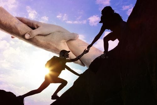 Double exposure of people climbing up mountain and helping hand, closeup. Giving hand mountain up stock images, royalty-free photos and pictures Double exposure of people climbing up mountain and helping hand, closeup. Giving hand mountain up stock images, royalty-free photos and pictures