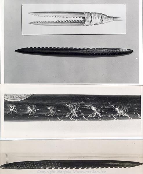 Mesolithic-harpoon-from-Leman-and-Ower-Bank-Doggerland - Norfolk Heritage  Explorer