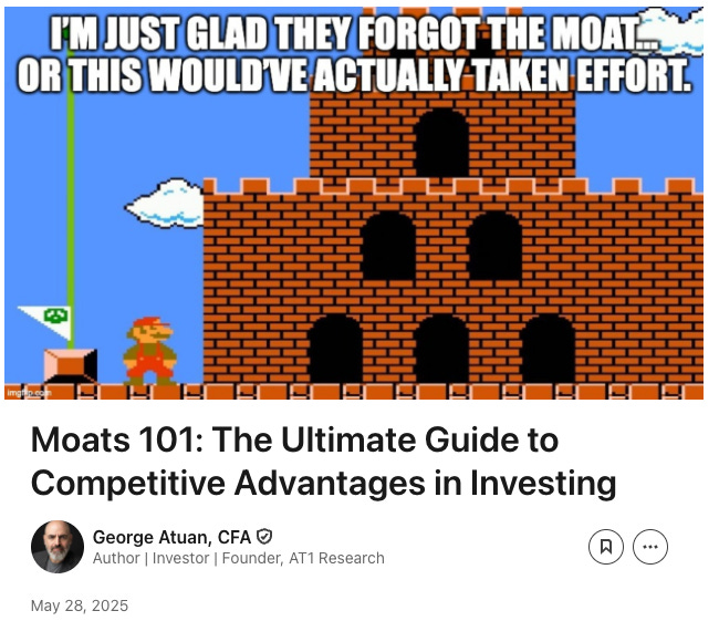 Moats 101 Ultimate Guide to Competitive Advantages in Investing by George Atuan CFA - Super Mario meme about business moats as defensive strategies