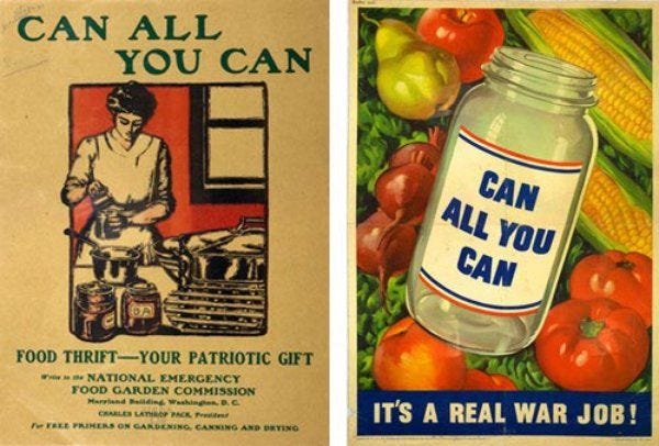 This may contain: an old advertisement for canned food and a vintage poster