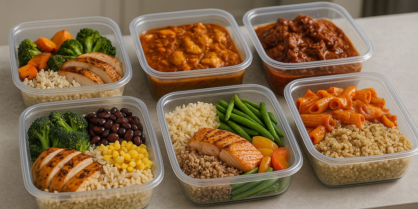 Healthy athlete meal prep containers lined up with balanced, high-protein options including grilled chicken with rice and broccoli, salmon with quinoa and green beans, black beans and corn bowls, hearty pasta with quinoa, and rich stews. Perfect for fitness-focused, time-saving, and fuel-efficient meal planning. Discover recipes, macros, and meal prep coaching subscriptions at AthleteMealPrep.com — the ultimate kitchen-to-performance resource for athletes, busy professionals, and weekend warriors. Healthy athlete meal prep containers lined up with balanced, high-protein options including grilled chicken with rice and broccoli, salmon with quinoa and green beans, black beans and corn bowls, hearty pasta with quinoa, and rich stews. Perfect for fitness-focused, time-saving, and fuel-efficient meal planning. Discover recipes, macros, and meal prep coaching subscriptions at AthleteMealPrep.com — the ultimate kitchen-to-performance resource for athletes, busy professionals, and weekend warriors.