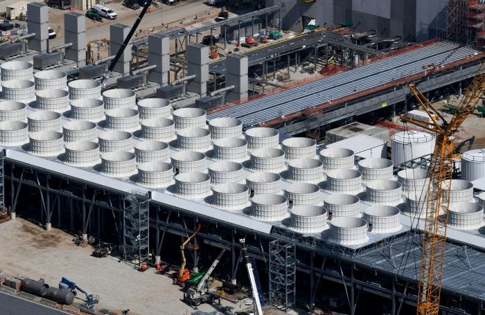Aerial view of Microsoft data center construction in Mount Pleasant, Wisconsin.
