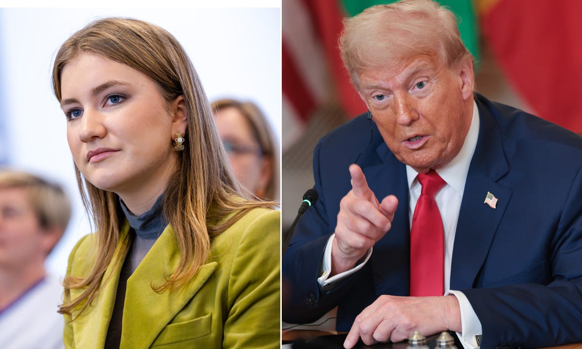 Split image of Princess Elisabeth and Donald Trump