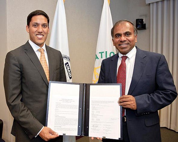 USAID Administrator Rajiv Shah and NSF Director Subra Suresh, jointly launch international initiative to address global developm