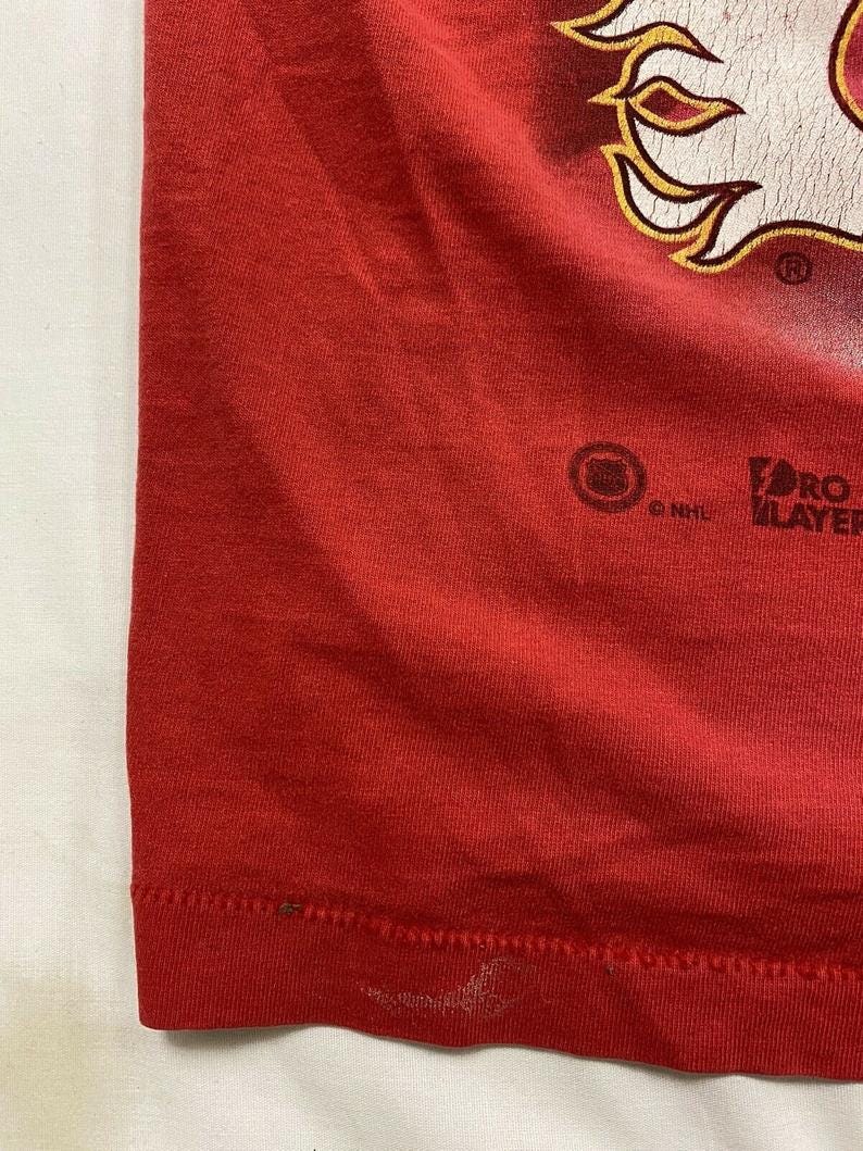 Vintage Theo Fleury 14 Calgary Flames Pro Player T-Shirt Size image 4