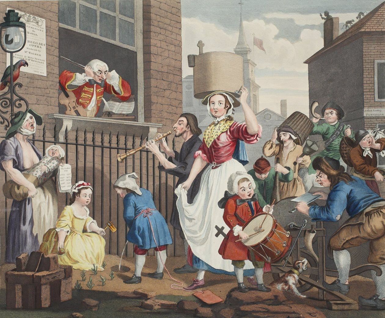 O músico enfurecido, ilustração de &39;Hogarth restaurado: as obras  inteiras do célebre William Hogarth, re-gravado por Thomas Cook&39;, pub.  1812 ...