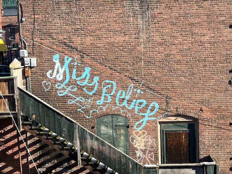 Graffiti in Brattleboro VT Miss Belief