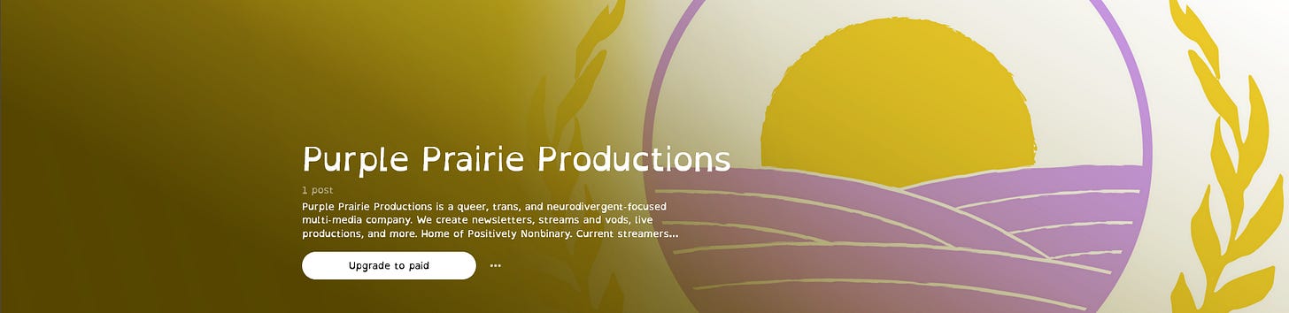 a screencap of the purple prairie productions patreon