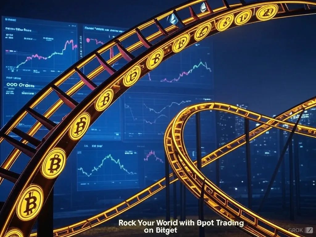 Illustration of a crypto trader exploring the Bitget spot trading platform with digital coins and charts in the background. Illustration of a crypto trader exploring the Bitget spot trading platform with digital coins and charts in the background.