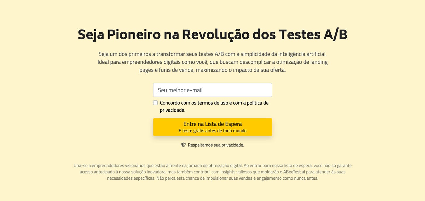 Exemplo da CTA do AbeeTest.ai Exemplo da CTA do AbeeTest.ai