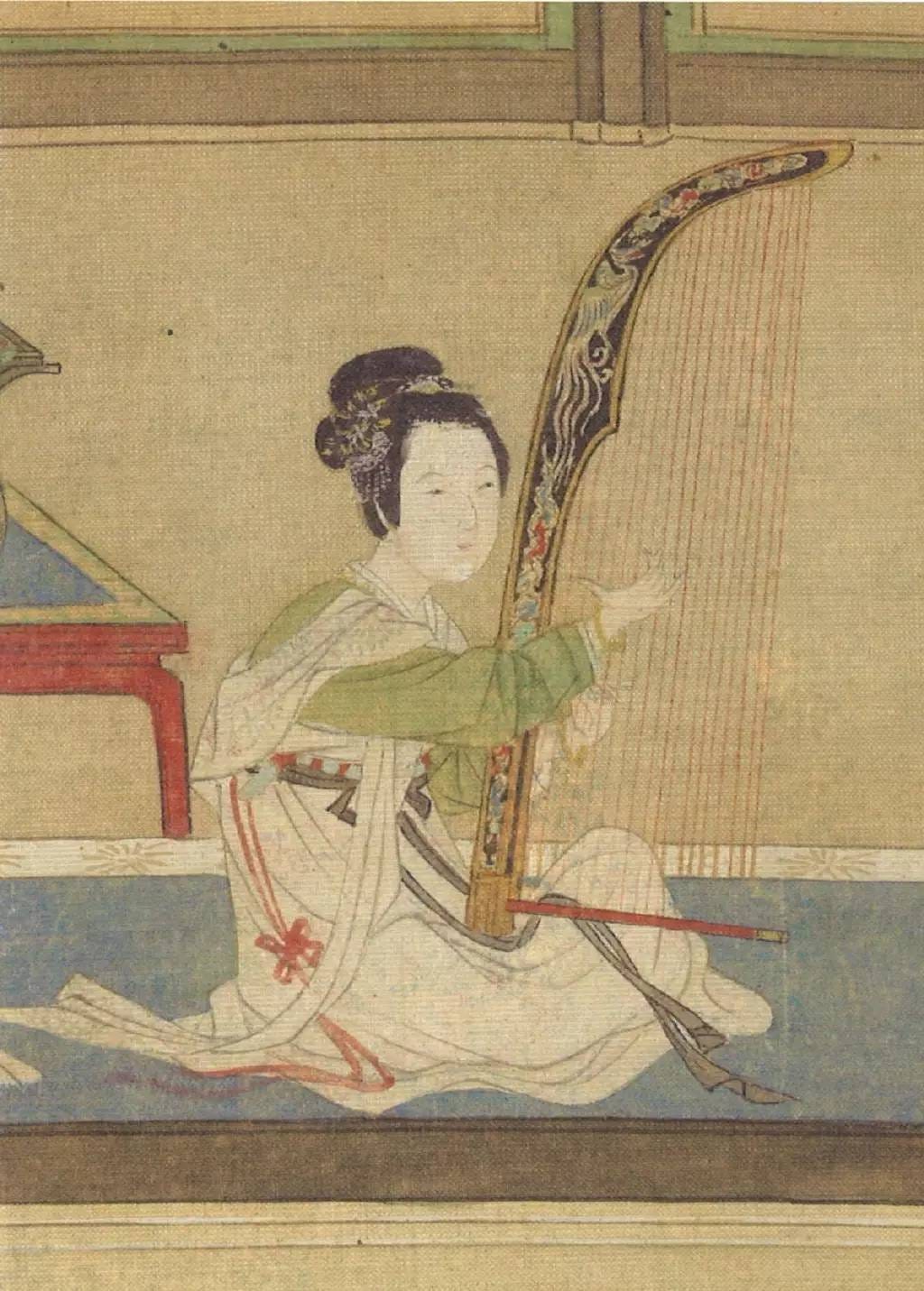 a palace lady with a harp a palace lady with a harp