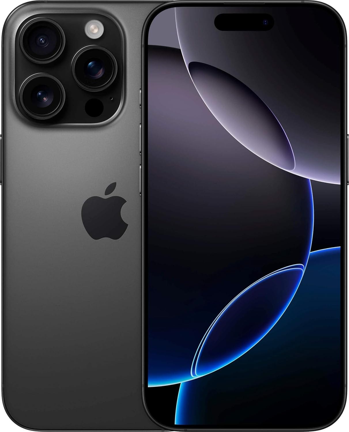 iPhone 16 Pro Max showing triple-lens camera and sleek space gray design.