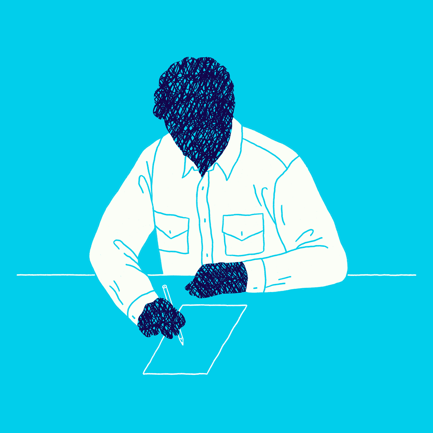 Illustration of a person with a scribbled face Illustration of a person with a scribbled face