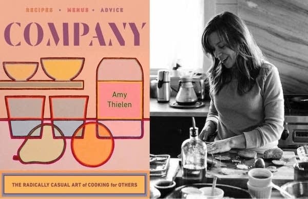 a pink book cover and a woman cooking