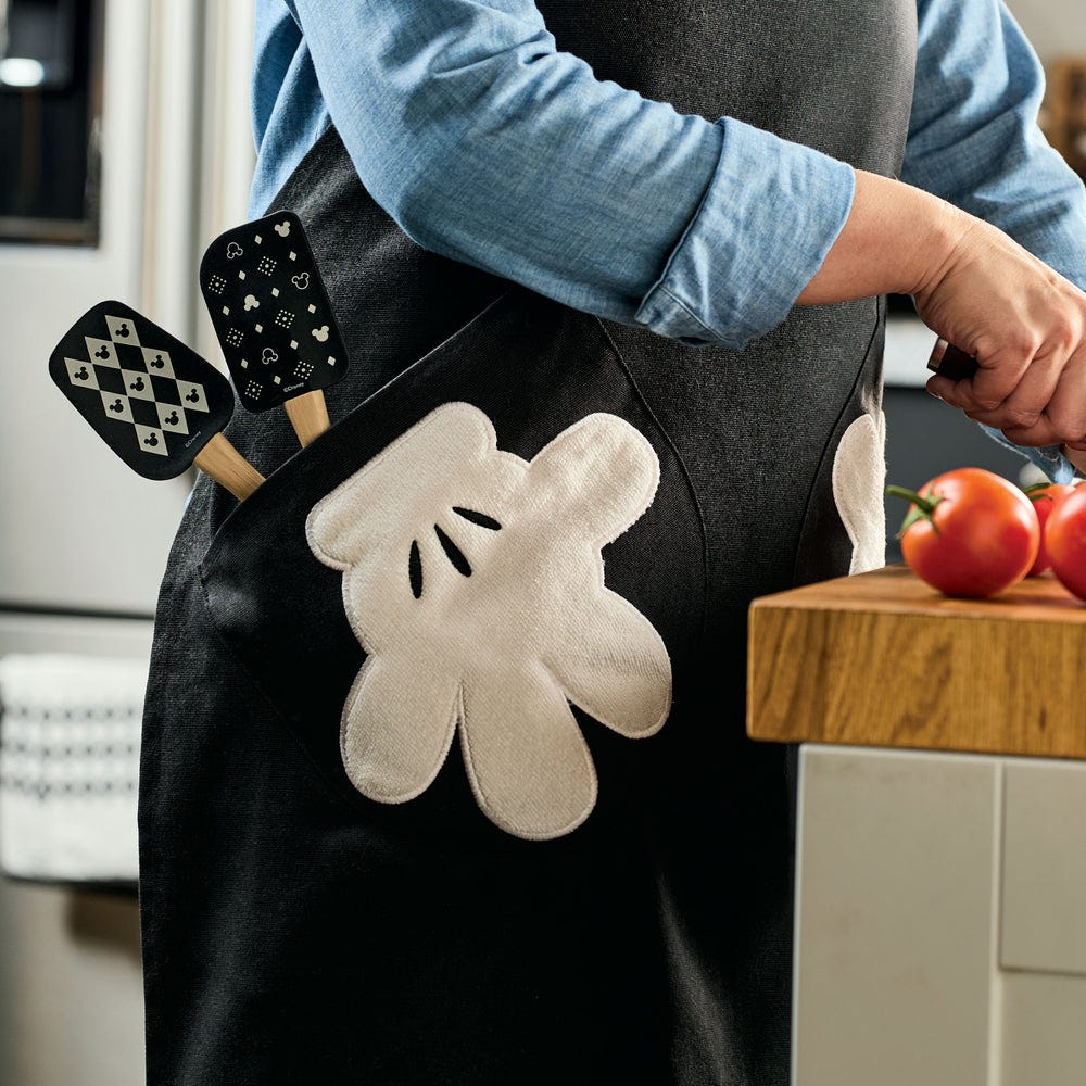 Disney Home Monochrome Adjustable Apron with Glove Pockets Black