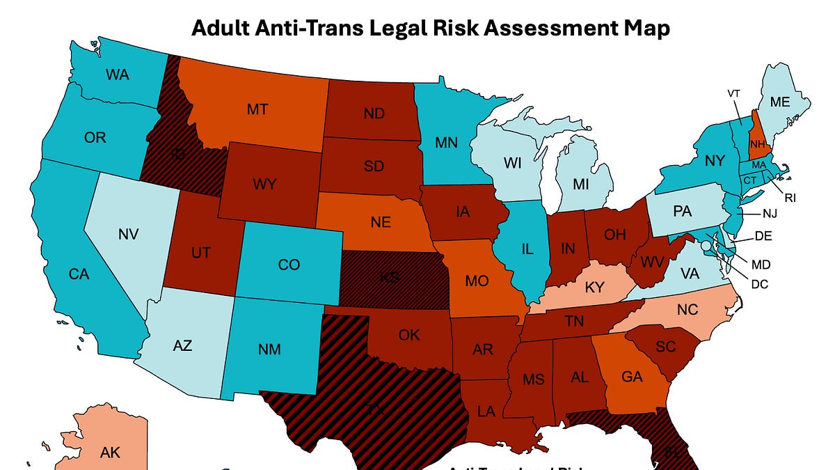 Erin Reed's updated July 2026 anti-trans legal risk map: Idaho added to ...