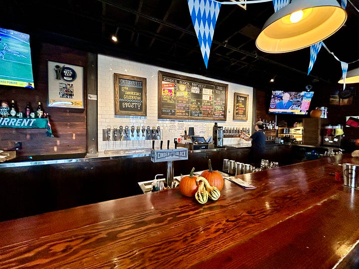 sign, sun, clouds, beer, taproom