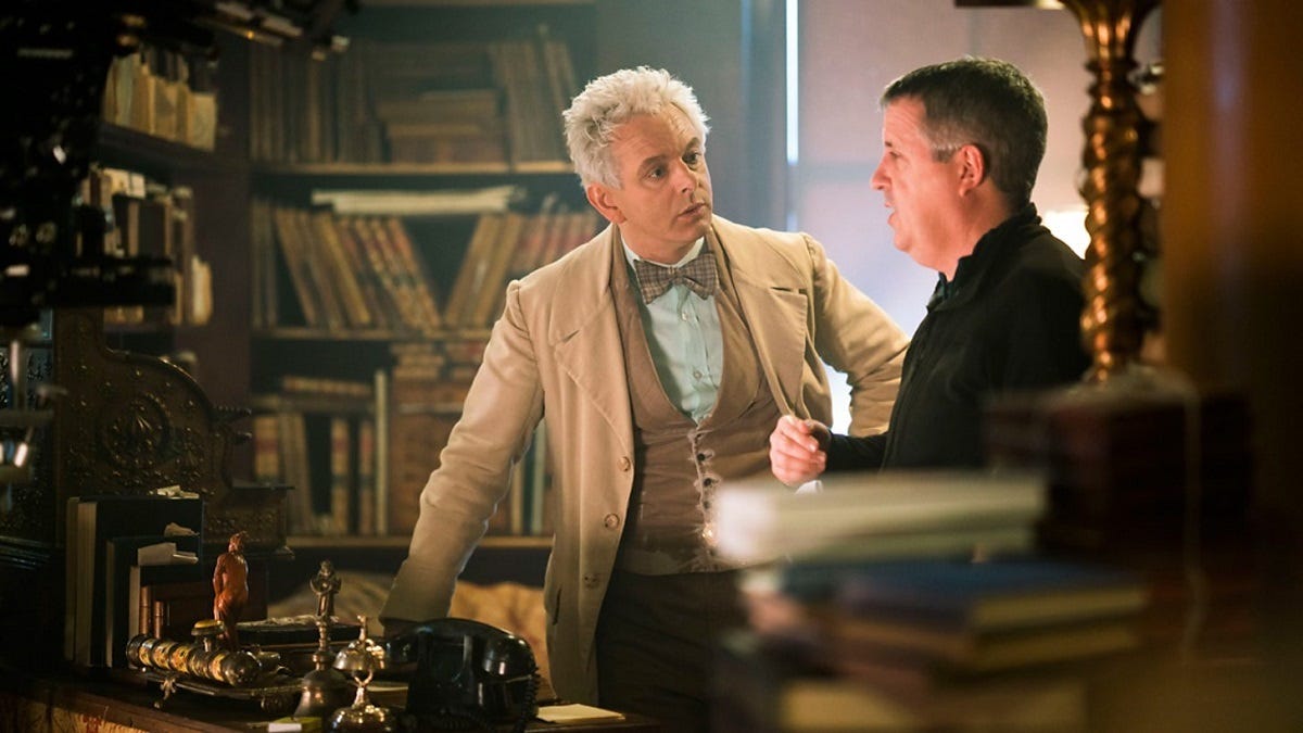 Michael Sheen as Aziraphale in Goods omens. Courtesy of BBC Media Centre Michael Sheen as Aziraphale in Goods omens. Courtesy of BBC Media Centre