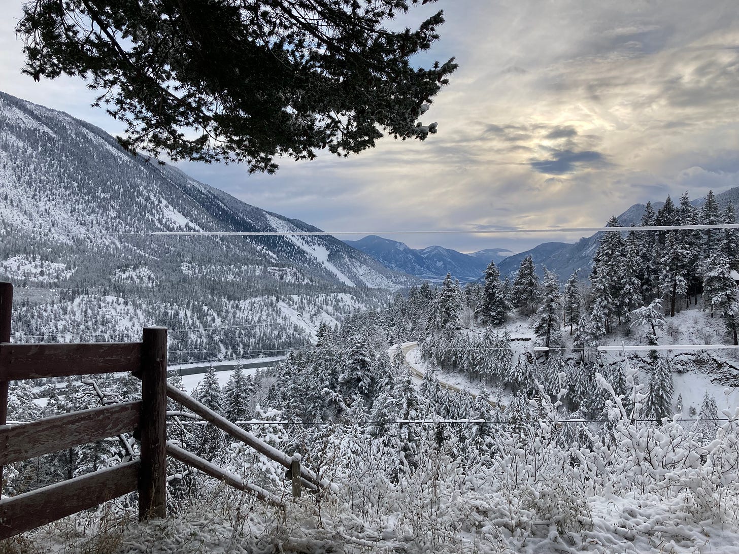 snowy valley view from my driveway