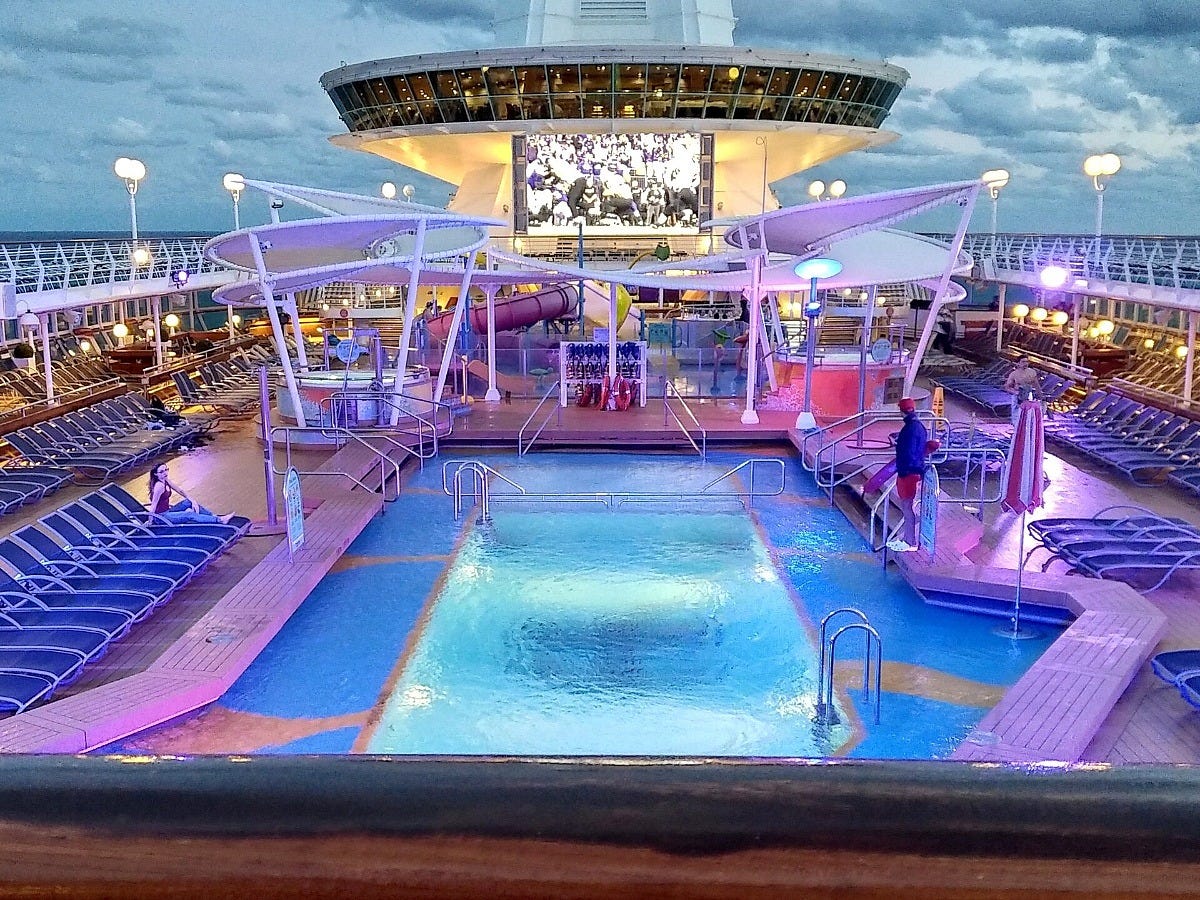 The pool deck on Majesty of the Seas in 2018. Image: Steven H. Keys via Wikimedia Commons The pool deck on Majesty of the Seas in 2018. Image: Steven H. Keys via Wikimedia Commons